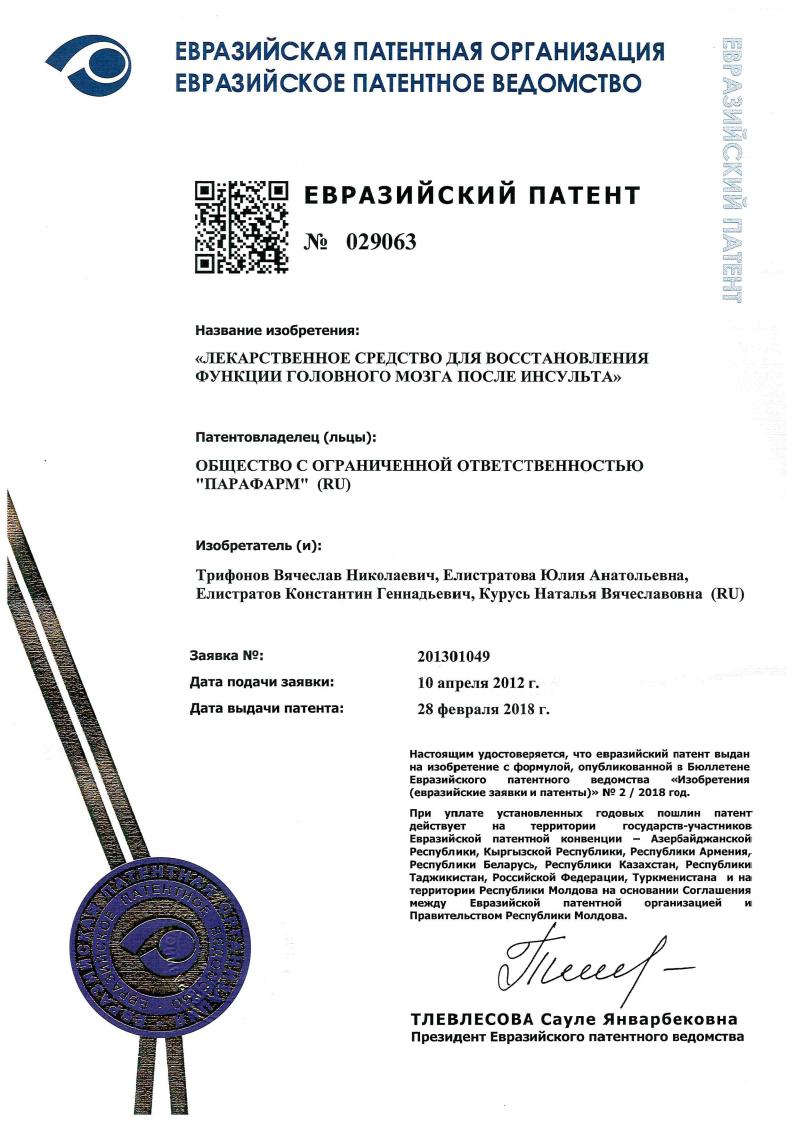 Евразийский патент 029063 Мемо-Вит Форте
